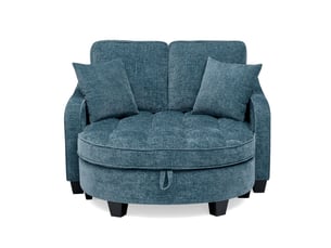 Canapé droit fixe <strong></strong> <strong></strong> 2 places Simili bleu avec coffre de rangement