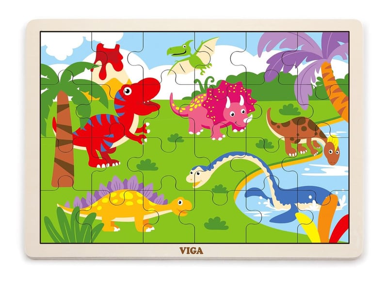  Puzzle en bois viga 51460 - dinosaures, 24 pièces sur support 6934510514600 - Conforama A