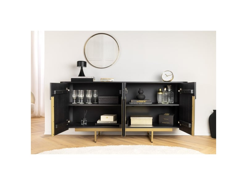  Buffet 160 cm 4 portes noir et doré – collection orion  - Conforama D