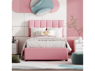 Lit coffre 90x200 cm <strong>MIVRAY </strong>  <strong></strong> coloris rose