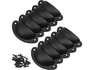 10 poignées coquilles vintage (noires) - boutons métalliques de 82 mm, pour tiroirs et armoires, décoration pratique et stylisée pour les meubles