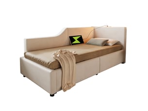 Lit avec rangement 90x200 cm coloris beige