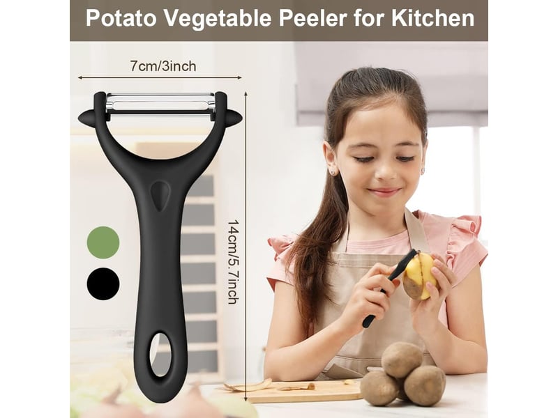 2 pcs éplucheur universel, econome legumes inox eplucheur legumes manuel eplucheur pomme de terre poignée ergonomique (noir+vert) - Conforama B