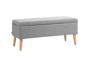 Banc de rangement tcqpz rembourré 110 x 39 x 45 cm gris aspect lin bois d'hévéa