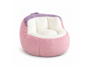 Canapé pouf géant en fausse fourrure, tissu doux respectueux de la peau, mousse déchiquetée haute résilience,rose+blanc+violet