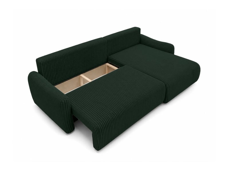  Apoline - canapé d'angle réversible convertible 4 places avec coffre en velours côtelé  - Conforama D