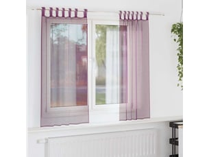 Lot de 2 rideaux en voile, voilages avec boucles violet 140x140 cm cf44336