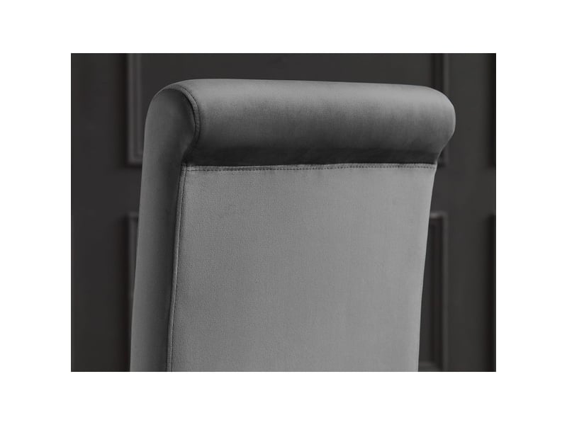  Lot de 2 chaises baroques velena en velours gris avec haut dossier et pieds argentés galbés  - Conforama E