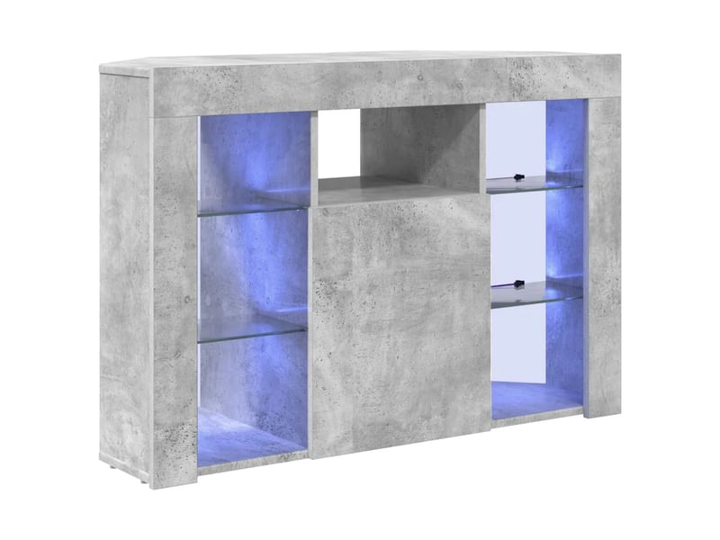  Meuble tv d'angle moderne avec éclairage led 100 x 40 x 68 cm en bois d'ingénierie gris béton 02_0054692  - Conforama A