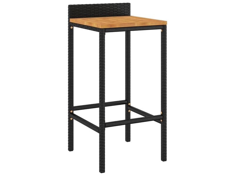  Lot de 2 tabouret de bar, chaise de bar noir résine tressée et bois d'acacia  - Conforama C
