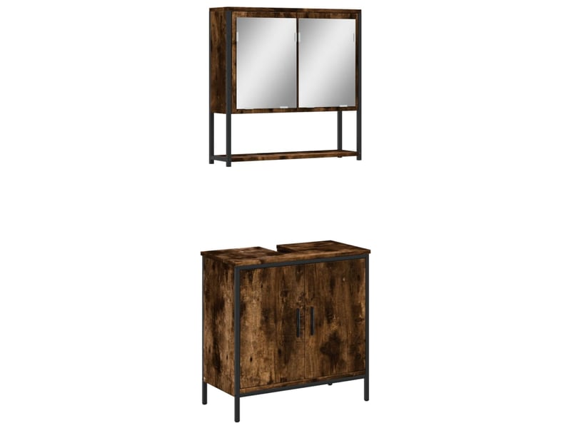 Ensemble de meubles de salle de bain 2 pcs chêne fumé cf63577 - Conforama A