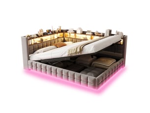Lit banquette 140x200 cm <strong>SAPGAKS</strong> <strong></strong> coloris gris