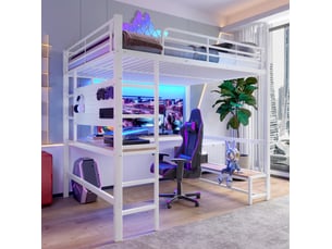 Lit avec rangement 140x200 cm MEUBLIV coloris blanc