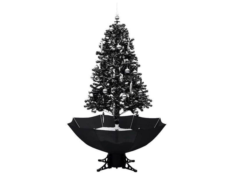  Arbre de noël, sapin de noël neigeux avec base de parapluie noir 170 cm pvc  - Conforama A
