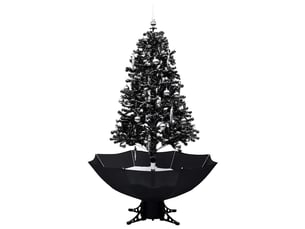 Arbre de noël, sapin de noël neigeux avec base de parapluie noir 170 cm pvc