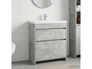 Meuble sous lavabo de salle de bain, commode gris béton shl9638