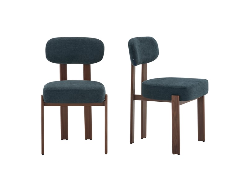  Lot de 2 chaises de salle à manger,49x57x82,5 cm,avec dossier incurvé,lin,noir  - Conforama A
