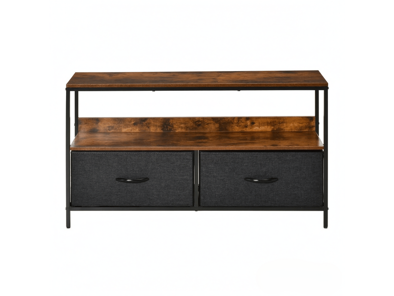  Meuble tv avec tiroirs pliables, design élégant, rangement ouvert, blanc, salon  - Conforama A