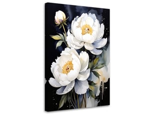 Tableau moderne, pivoines blanches fleurs plantes nature 70x100