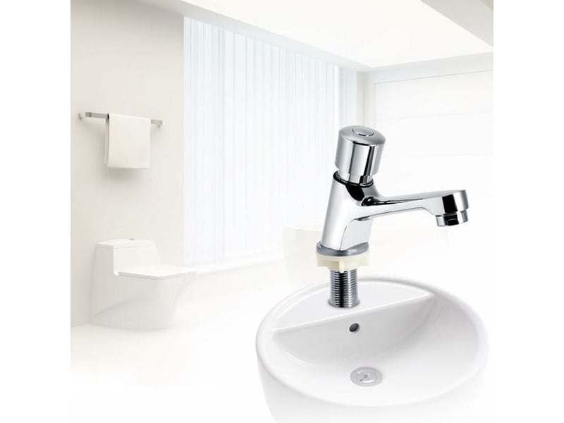  Robinet temporisé chromé à fermeture automatique économie d'eau temporisation du robinet d'évier du lavabo robinet pour la cuisine salle de XLH-ZLS-013705ZLS - Conforama C