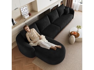 Canapé d'angle, canapé modulable, sans montage, 336 cm, noir