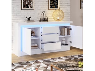Buffet 2 porte(s)  3 tiroir(s) <strong></strong> <strong></strong> - 140 cm coloris blanc 