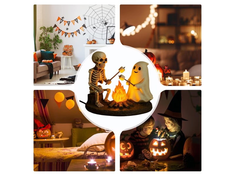  Lampe halloween squelette fantôme, lumière décorative ambiance feu de camp, décoration maison  - Conforama D