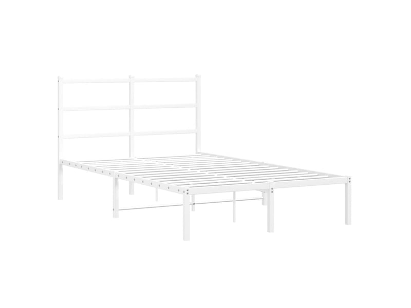  Lit double- lit adulte -  cadre de lit métal sans matelas et tête de lit blanc 120x200 cm  - Conforama B