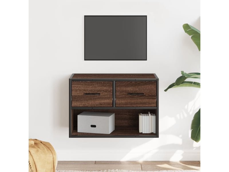  Meuble tv - banc tv - meuble de rangement chêne brun 60x31x39,5 cm bois d'ingénierie et métal  - Conforama B