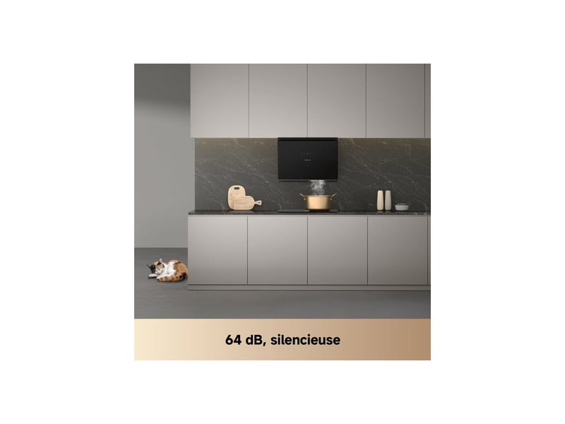  Hotte incline 60 cm z6000 hz60 noir aspiration 3d 600 m3h commande tactile ou gestes led 4 vitesses plus boost 64 db DRE6978841620128 - Conforama E