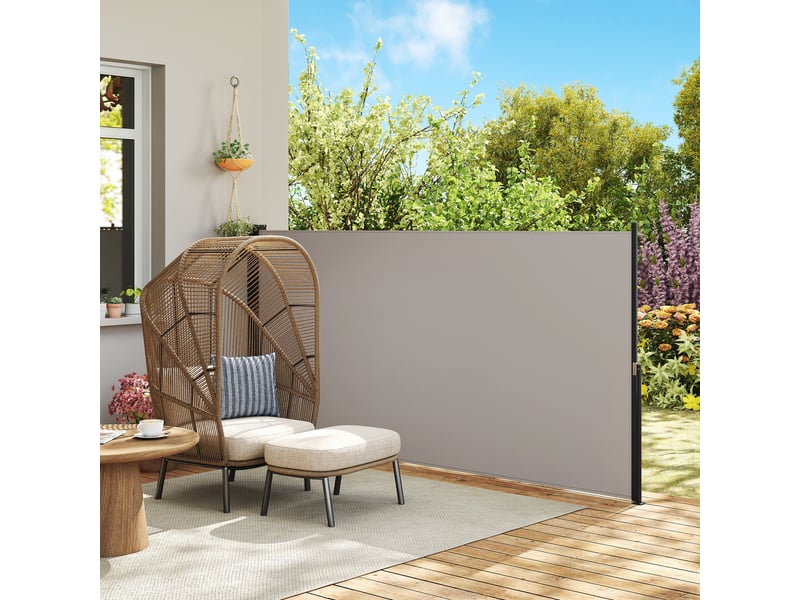 Store latéral rétractable enroulable, protection d'intimité, imperméable et anti-uv, gris clair - Conforama D