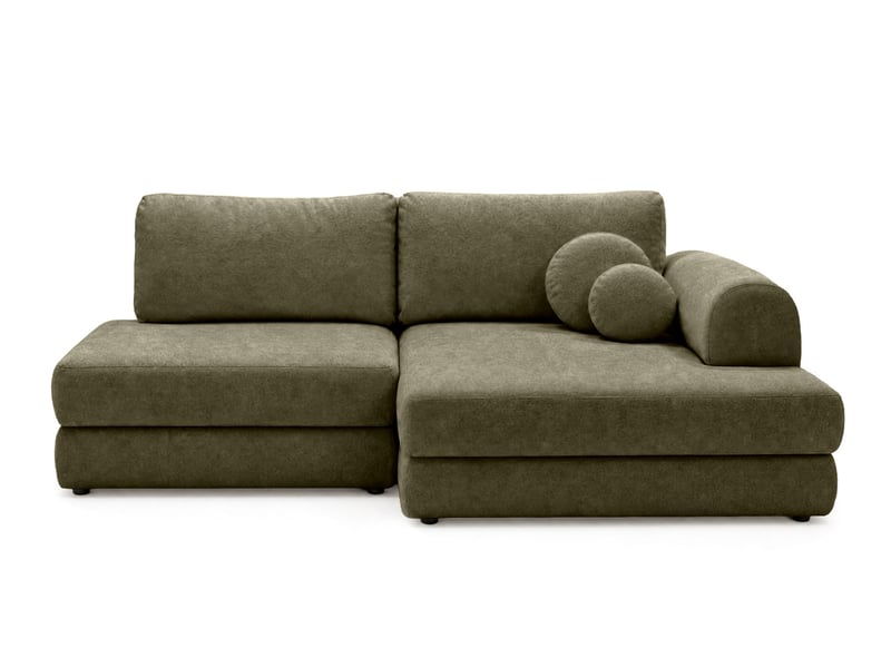  April - canapé d'angle droit 4 places convertible avec coffre en velours texturé - best mobilier - vert kaki APRIL - Conforama A