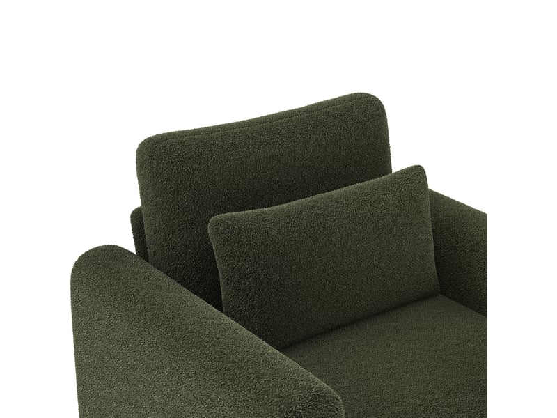  Fauteuil fixe 1 place en tissu bouclette vert, coussin d'assise amovible et confort moelleux au quotidien  - Conforama D