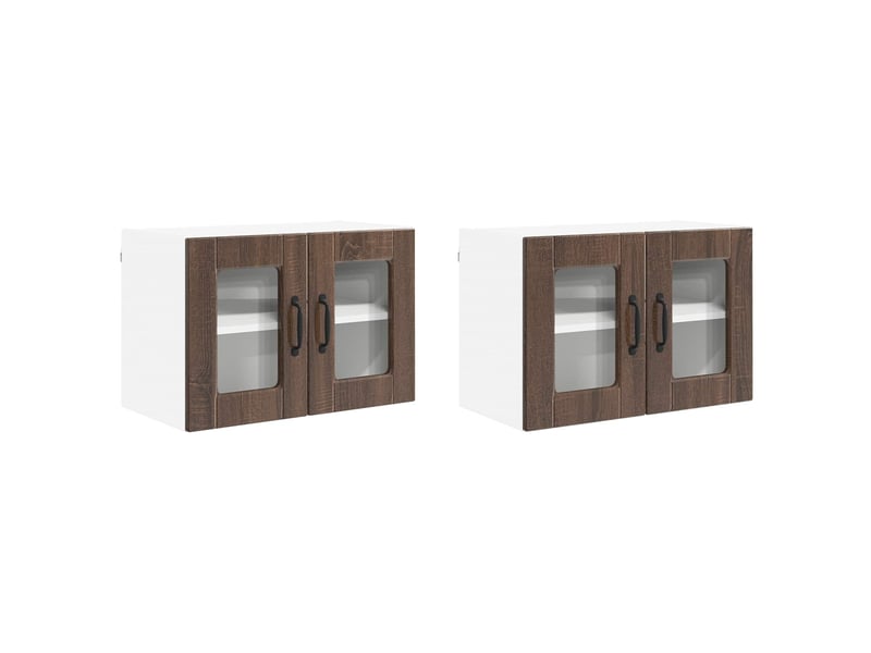 Meuble mural de cuisine, cabinet en verre mural 2 pcs chêne brun bois d'ingénierie shl8619 - Conforama A