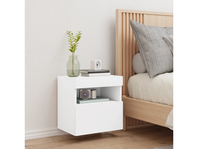  Meuble tv - banc tv - meuble de rangement mural avec lumières led blanc 40x30x40 cm  - Conforama E