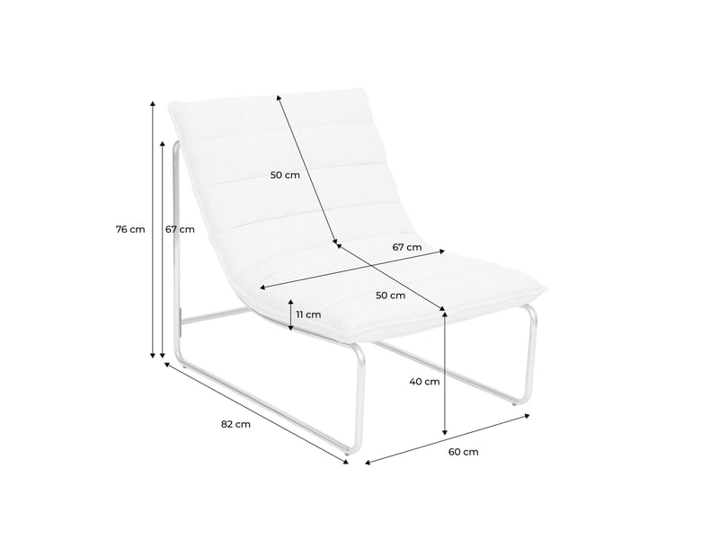  Fauteuil relax tissu chenille armature chromée beige - silver  - Conforama D