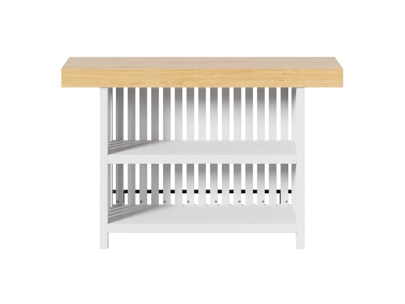  Table de bar avec rangement 160 x 40 x 105 cm – blanche – 2 étagères ouvertes et repose-pieds pratiques  - Conforama D