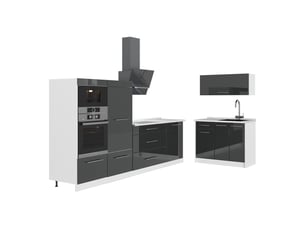 Vicco cuisine, anthracite haute brillanceblanc, 380cm, pt marbre