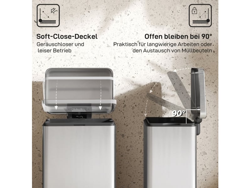 Poubelle à pédale 20 l 34,2 x 30,6 x 44,2 cm inox argent - Conforama D
