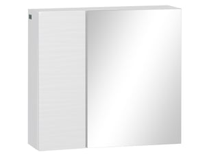 Meuble de salle de bain avec miroir, 2 portes et étagères réglables, fixation murale, 48 x 15 x 45 cm, blanc