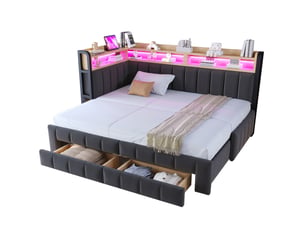 Lit gigogne 90x200 cm <strong>OKWISH</strong>  <strong></strong> coloris bois foncé