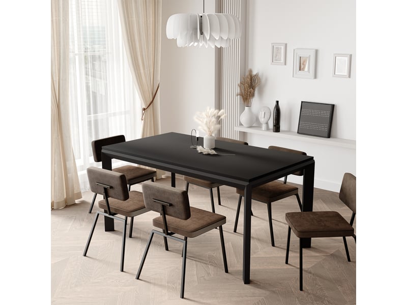 Table à manger extensible faro - 6-8 personnes - rectangulaire - 160x90x76 cm - noir mat FARO - Conforama B
