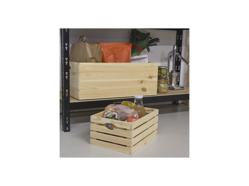 Lot 3 caisses de rangement en pin 30 x 20 x 14 cm 62552L - Conforama D