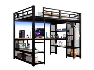 Lit mezzanine 140x200 cm <strong>STILVORA</strong>  <strong></strong> coloris noir