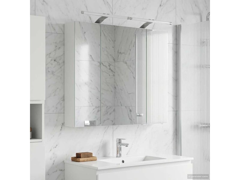 Armoire miroir salle de bain, meuble de rangement blanc 80x14.5x70 cm shl6657 - Conforama B