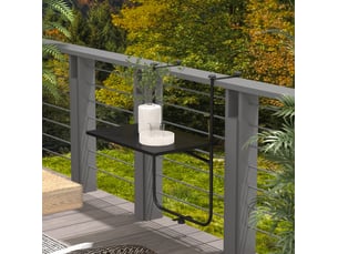 Table de balcon à suspendre 62x60 cm noire en métal, pliable, réglable sur 3 hauteurs et jusqu'à 15 kg