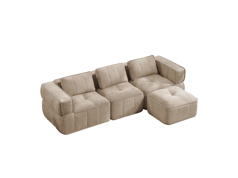  Canapé modulable, canapé 3 places, en tissu, avec pouf, pour salon, mobilier pour espace de vie, adapté à l'espace de vie  - Conforama B