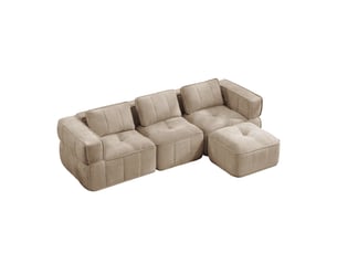 Canapé modulable, canapé 3 places, en tissu, avec pouf, pour salon, mobilier pour espace de vie, adapté à l'espace de vie