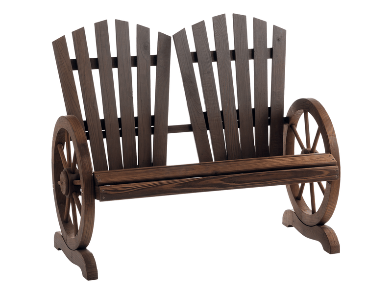  Banc jardin 2 places bois massif, accoudoirs, max 250 kg, rustique, jardinterrasse, 108x66x95 cm, marron foncé.  - Conforama A