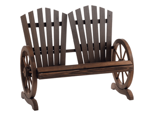 Banc jardin 2 places bois massif, accoudoirs, max 250 kg, rustique, jardinterrasse, 108x66x95 cm, marron foncé.